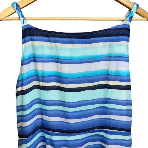 Tommy Hilfiger Gorgeous Blue Striped Wrap Shift Nautical Sundress Women Large - Picture 7 of 11